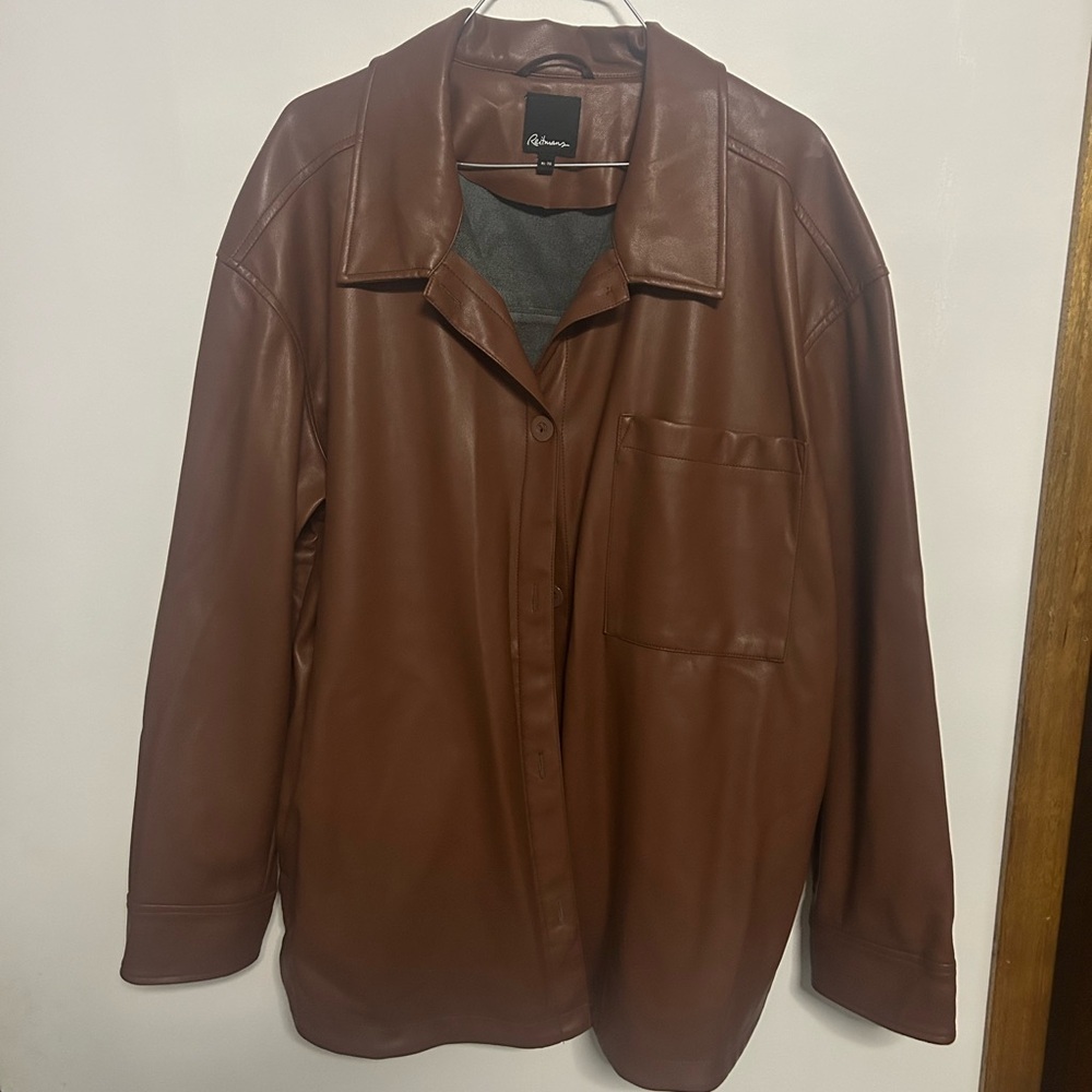 NWOT Reitmans Brown Faux Leather Shirt Jacket